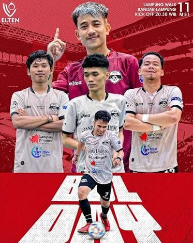 Pemain BDL FF berjersey putih dan merah di poster BDL Day